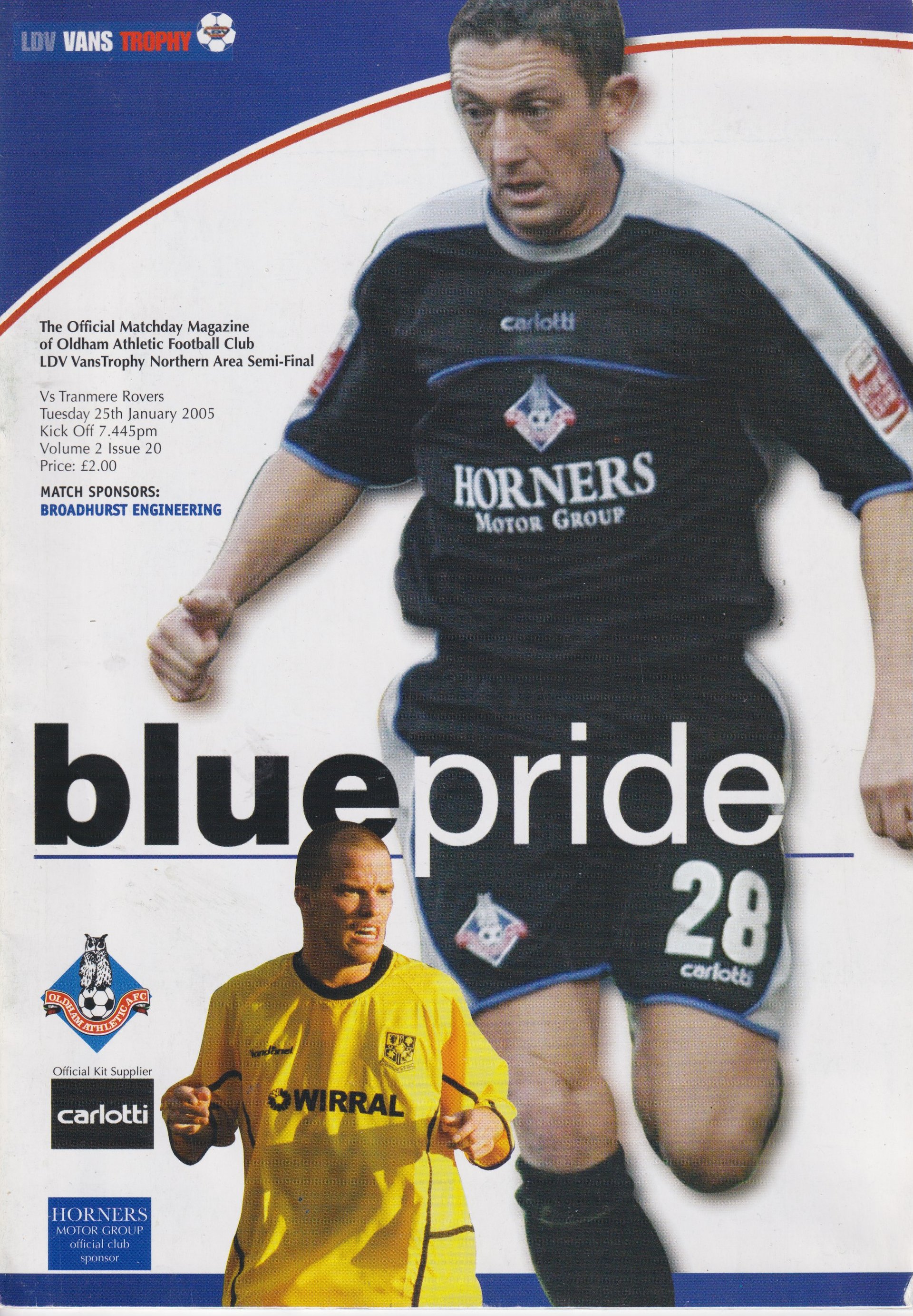 Oldham Athletic v Tranmere Rovers match programme